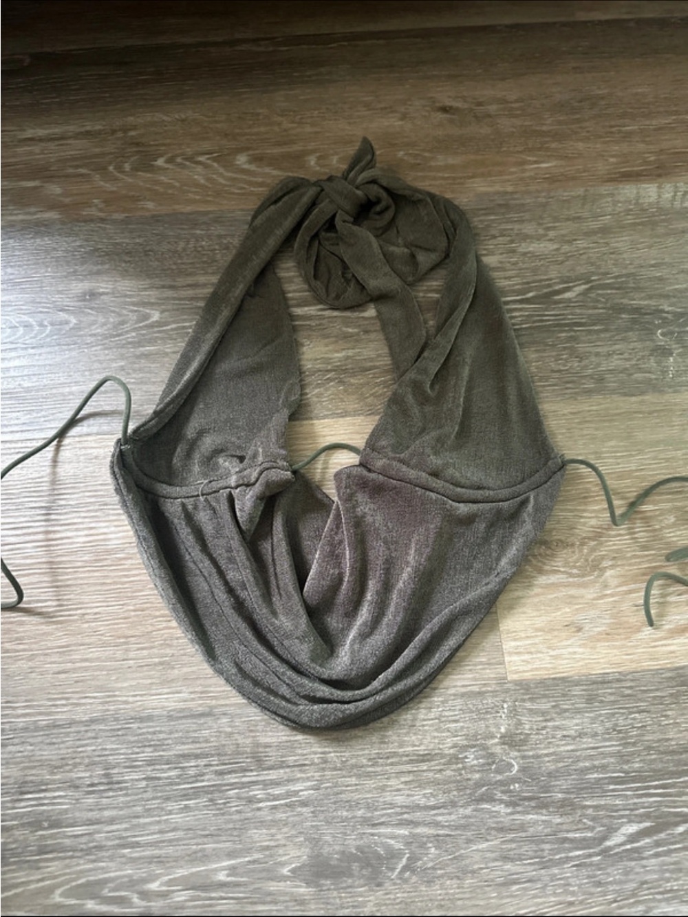Edikted Olive Green Halter Scarf Crop Top